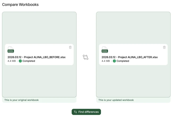 Compare Workbooks with two versions of the same model dropped in