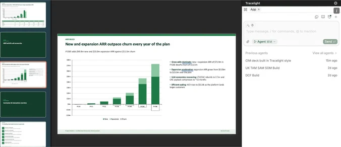 The Tracelight add-in open in the PowerPoint side panel