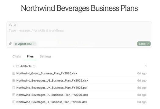 A project in Tracelight web listing all of its workbook files